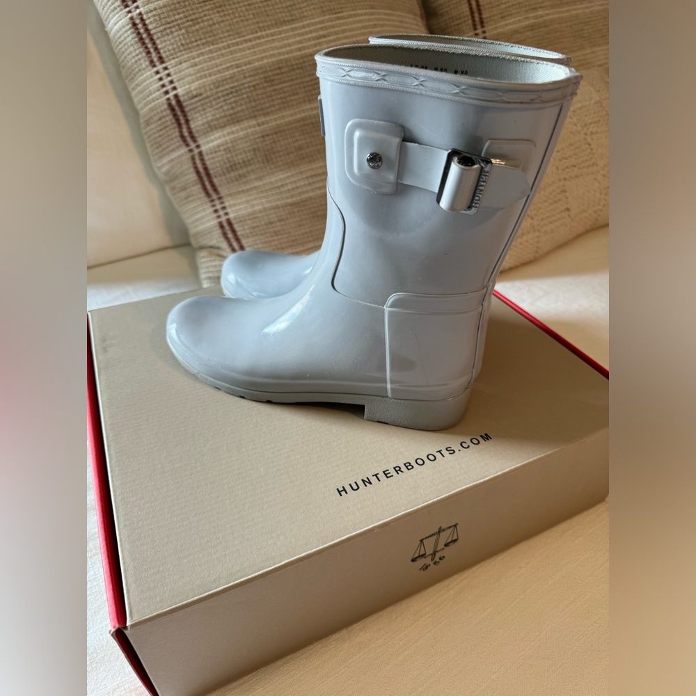 Hunter baby blue-grey Gloss Rain Booties - Picture 4 of 10